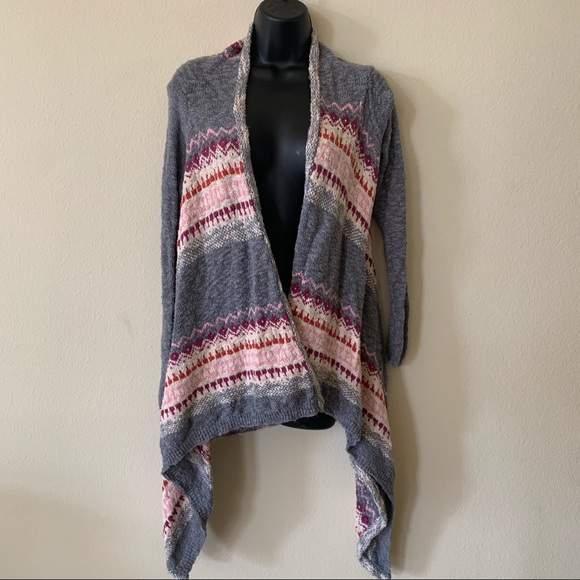 Mossimo Supply Co. Sweaters - Mossimo Asymmetric Multicolor Open Knit Cardigan